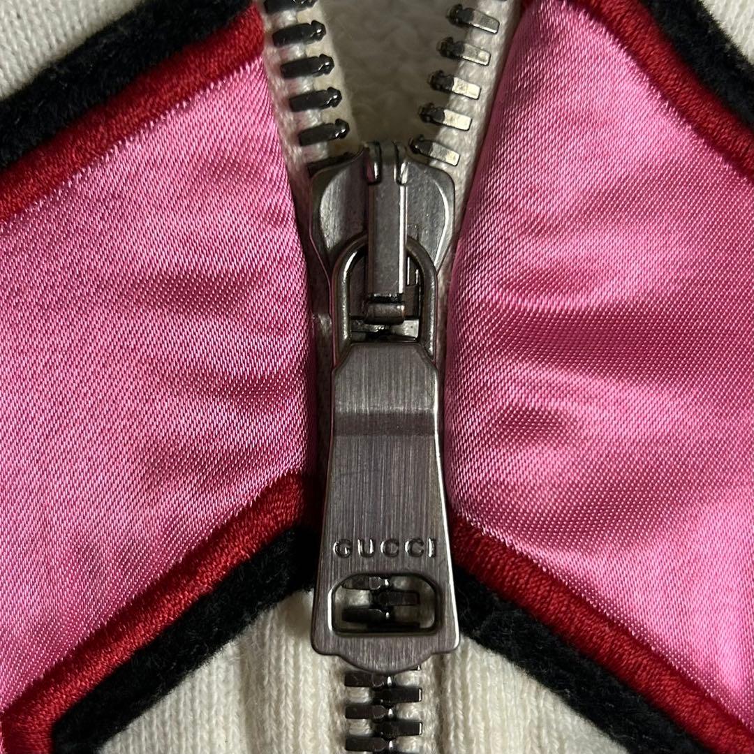 6037【人気デザイン】グッチ‪☆刺繍ロゴ入りバイカラージップパーカー