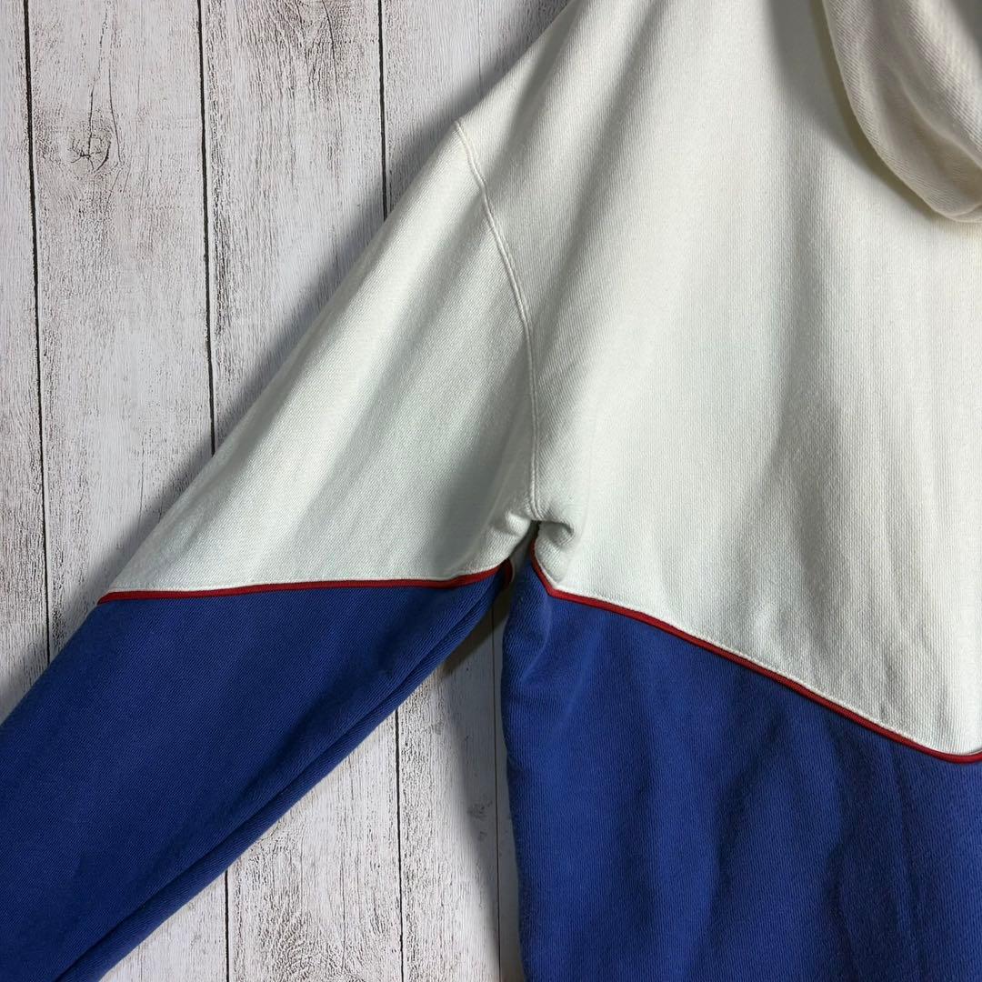 6037【人気デザイン】グッチ‪☆刺繍ロゴ入りバイカラージップパーカー