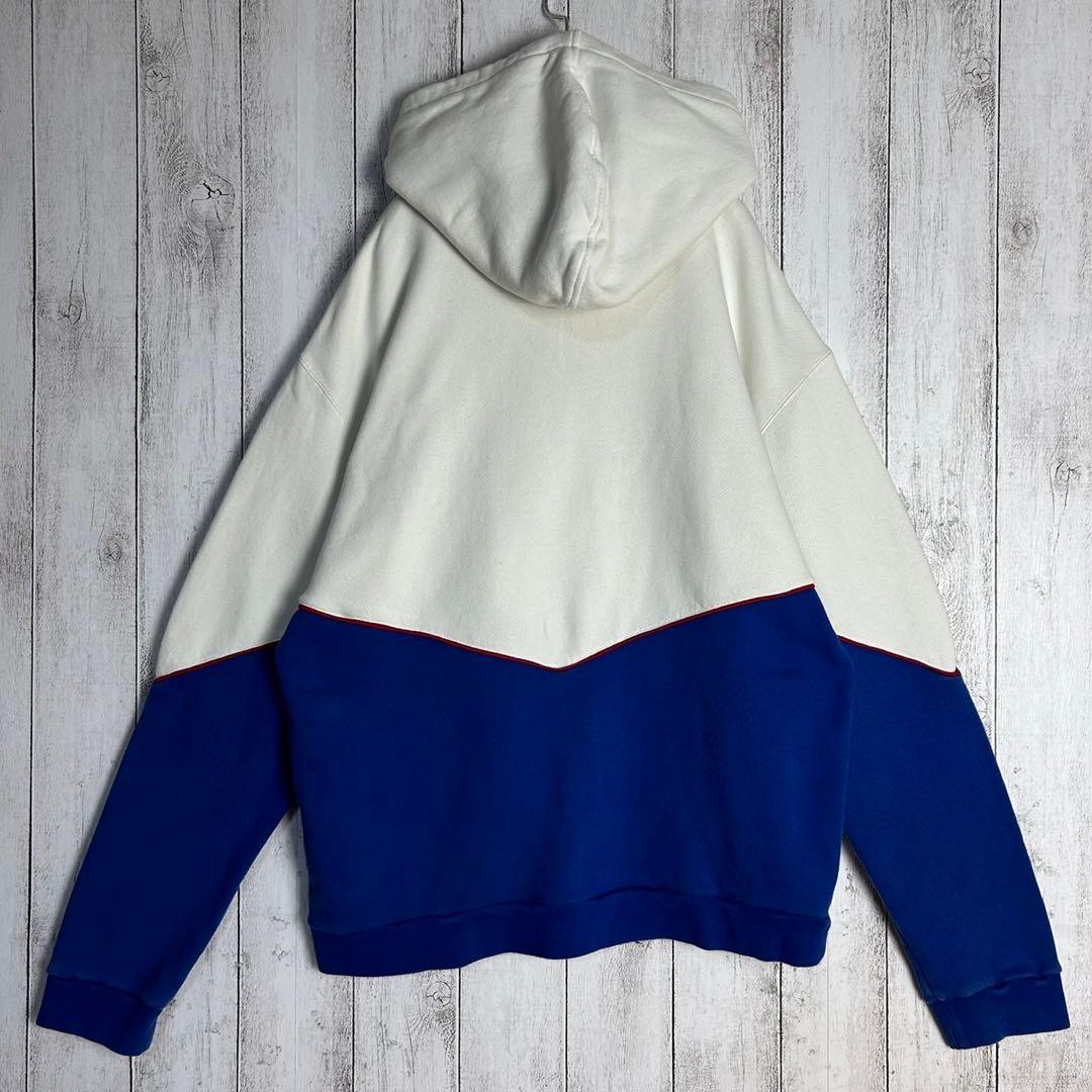 6037【人気デザイン】グッチ‪☆刺繍ロゴ入りバイカラージップパーカー