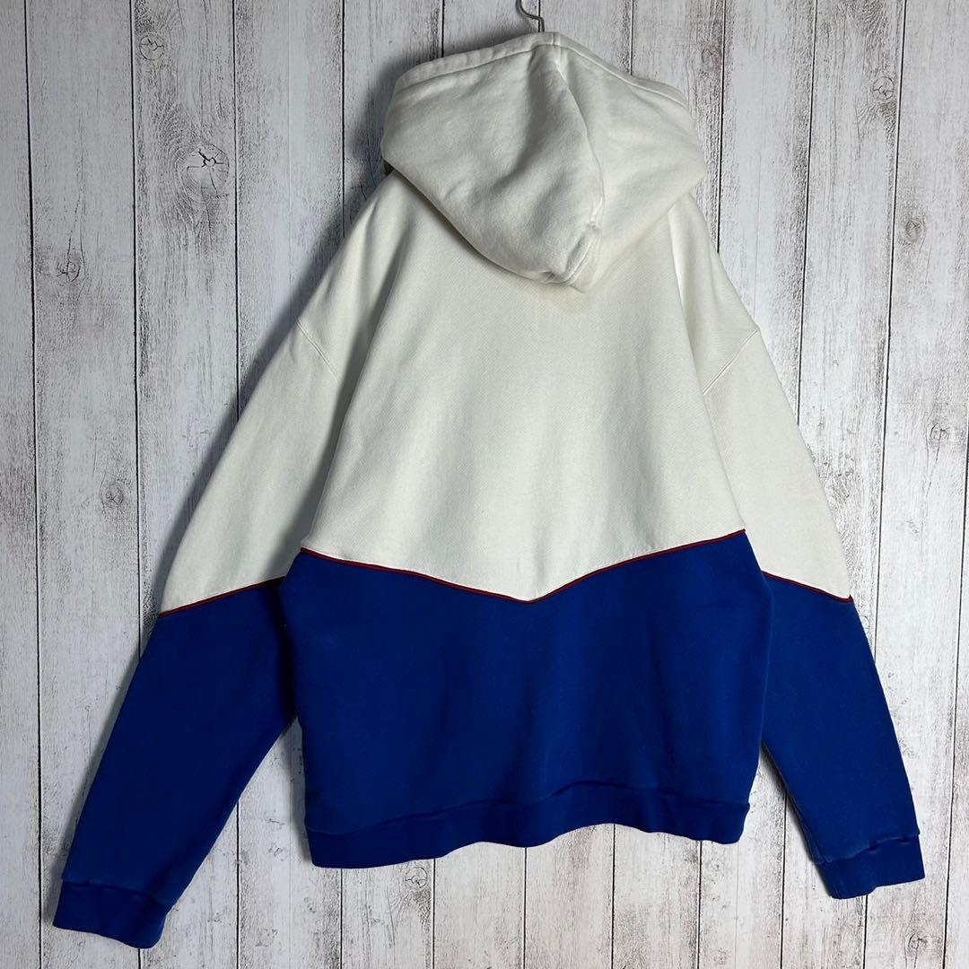 6037【人気デザイン】グッチ‪☆刺繍ロゴ入りバイカラージップパーカー