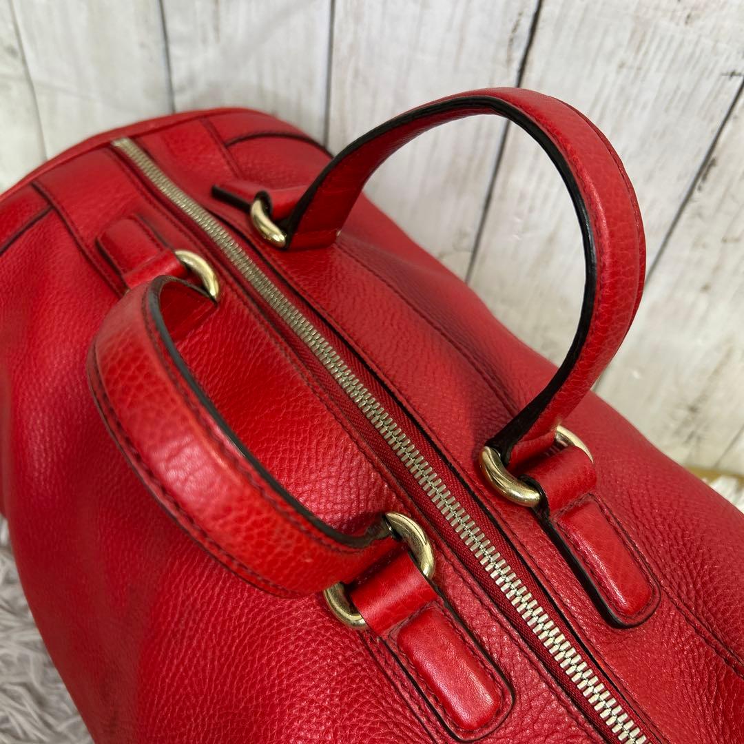 GUCCI ソーホー　ボストンバッグ ハンドバッグ レザー　レッド　GG 赤