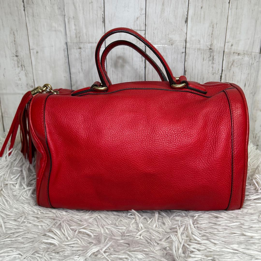 GUCCI ソーホー　ボストンバッグ ハンドバッグ レザー　レッド　GG 赤