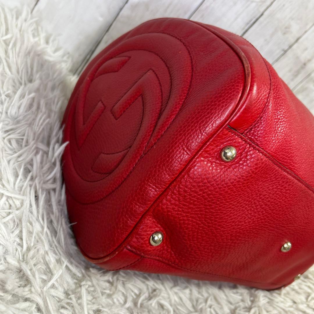 GUCCI ソーホー　ボストンバッグ ハンドバッグ レザー　レッド　GG 赤
