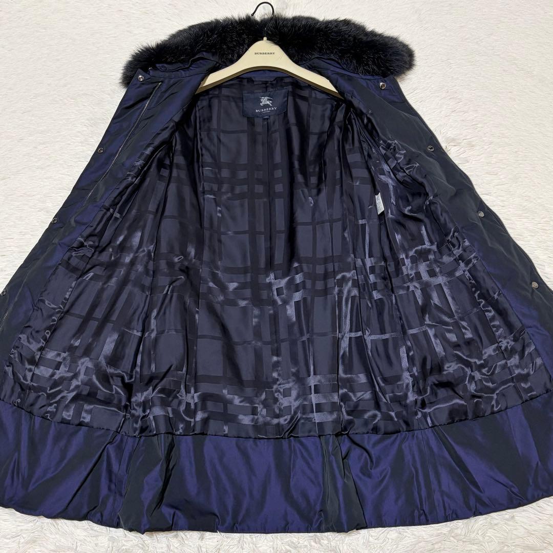 美品　バーバリーロンドン　中綿コート　ノバチェック　フォックス　ネイビー　46