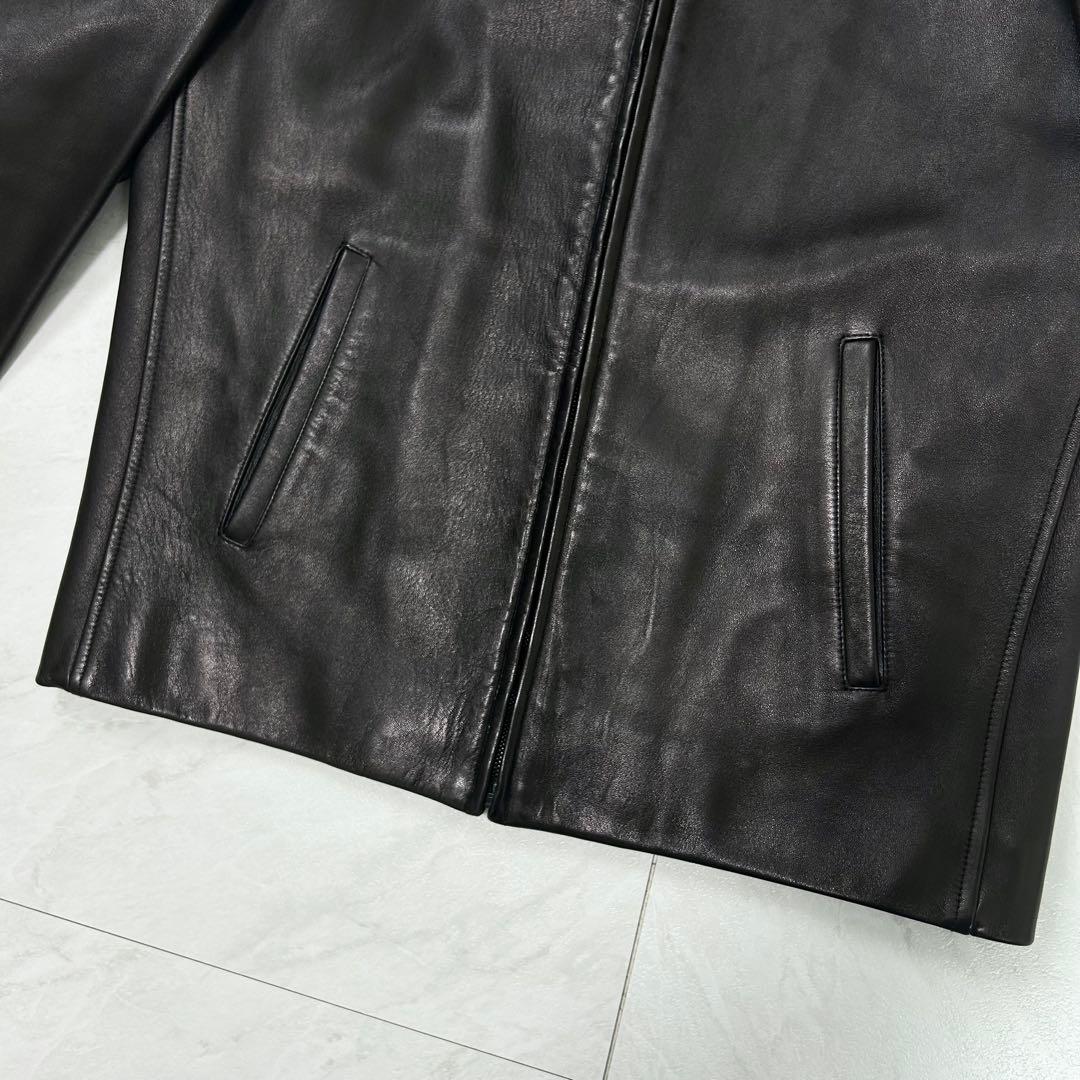 極美品 グッチ シングルライダース カウレザー ジャケット トムフォード期 46