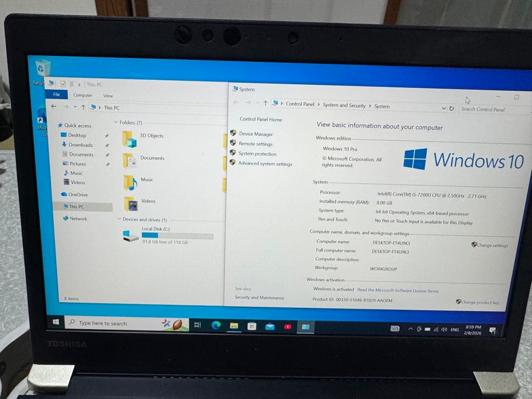 Windowsノート本体 TOSHIBA dynabook U63/J