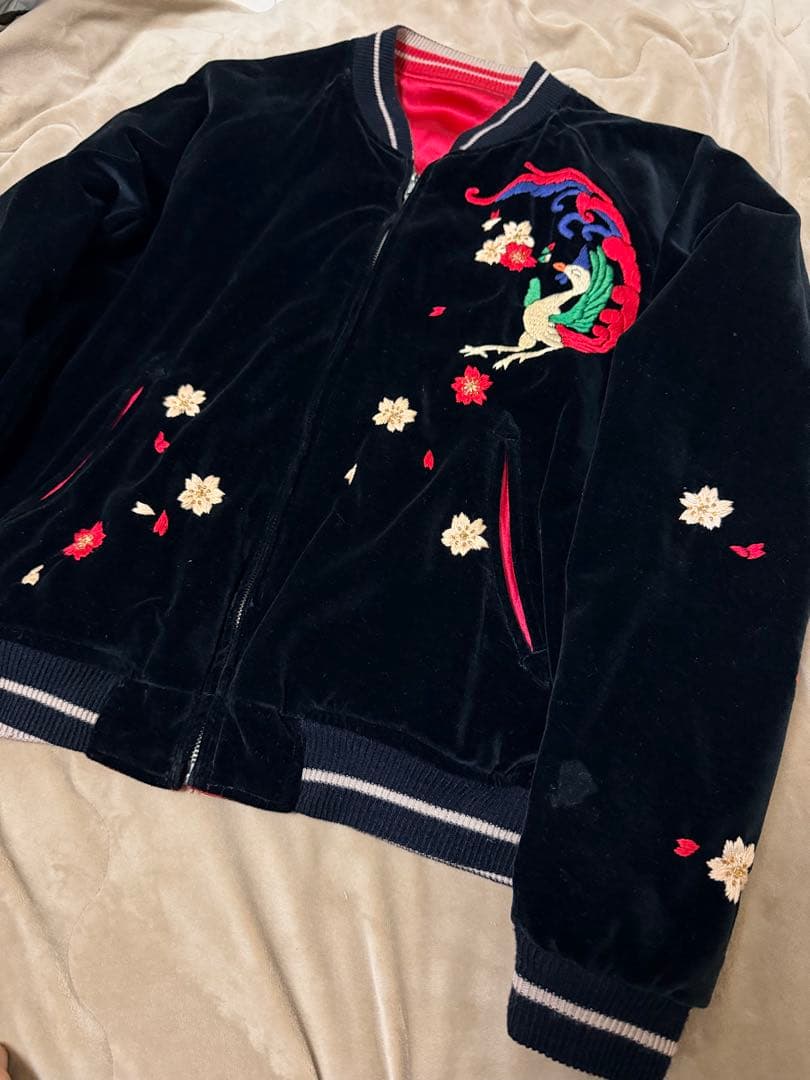 ２面用 別珍 Cropped Heads スカル 日本 スカジャン unisex