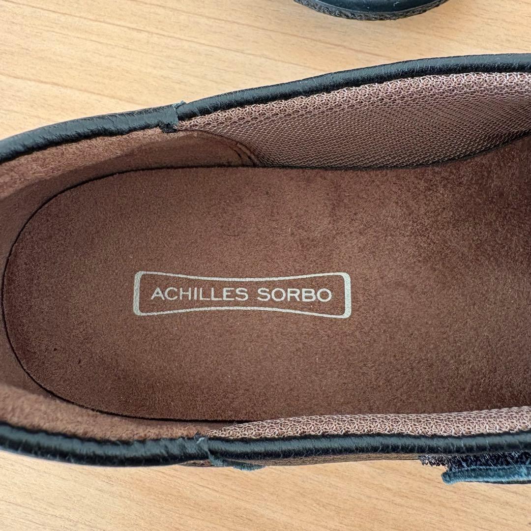 美品アキレスソルボ レザーストラップ コンフォートシューズ黒　ブラック　本革