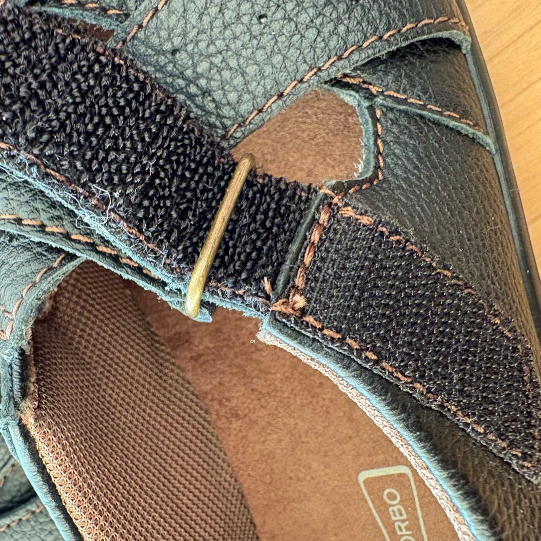 美品アキレスソルボ レザーストラップ コンフォートシューズ黒　ブラック　本革