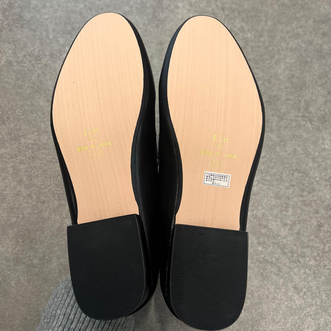 【新品半額】Fin本革ビットローファー23.5黒