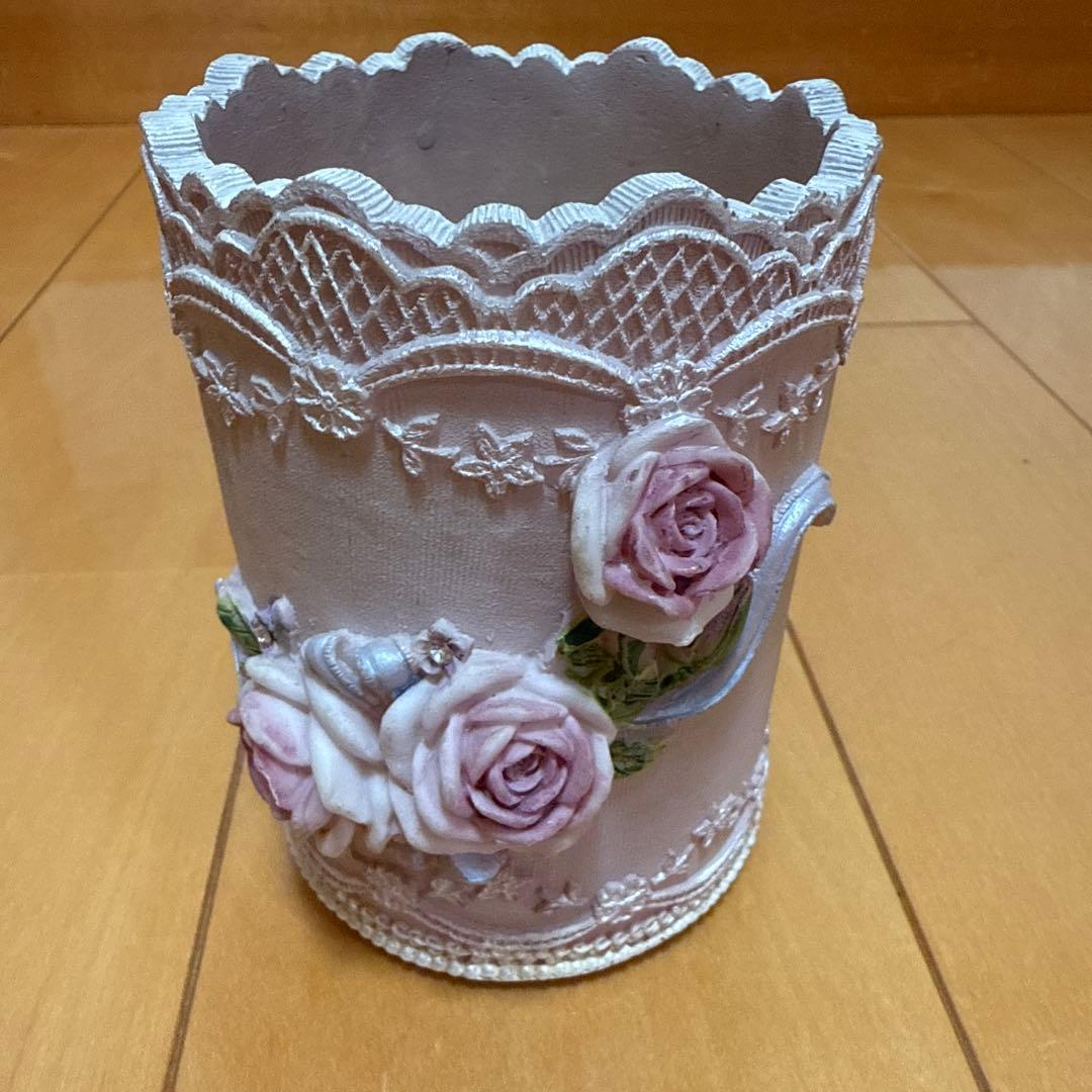 フランス購入 アンティーク雑貨 薔薇 バラ アクセサリーケース ピンク