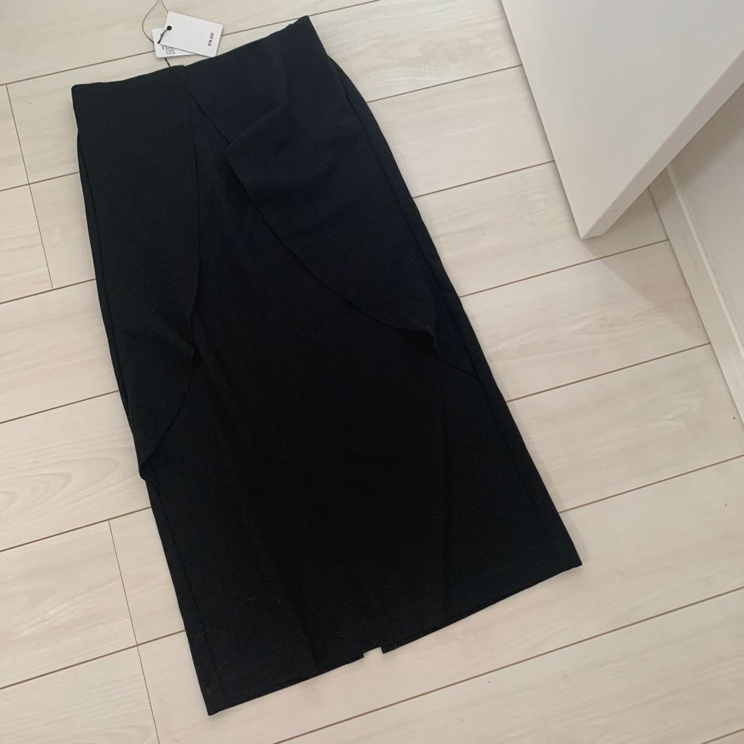 RIM.ARK タグ付き！未使用！フリルデザインタイトスカート　ブラック