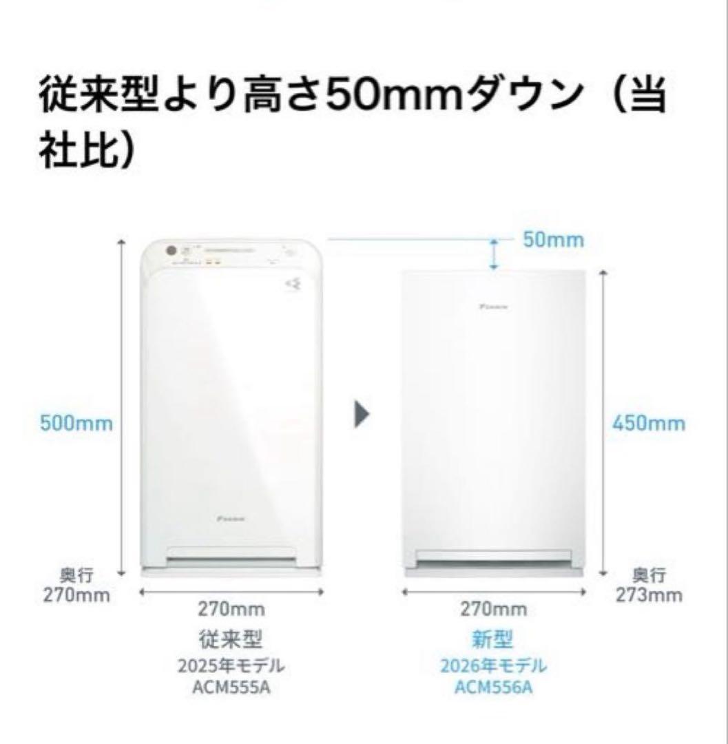 ブラックフライデー！一台のみ⚫︎ダイキン⚫︎新型空気清浄機加湿無しACM556A-W