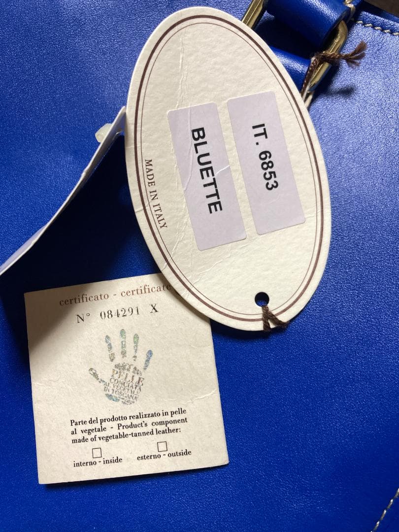 未使用傷有り ボルドリーニ セレリア 牛革 希少ブルー トートバッグ 6853