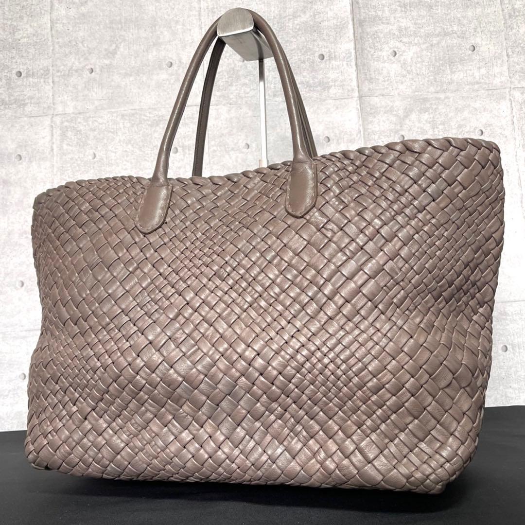 専用品FALORNI イントレチャート トープ レザー ハンドバッグ定19万