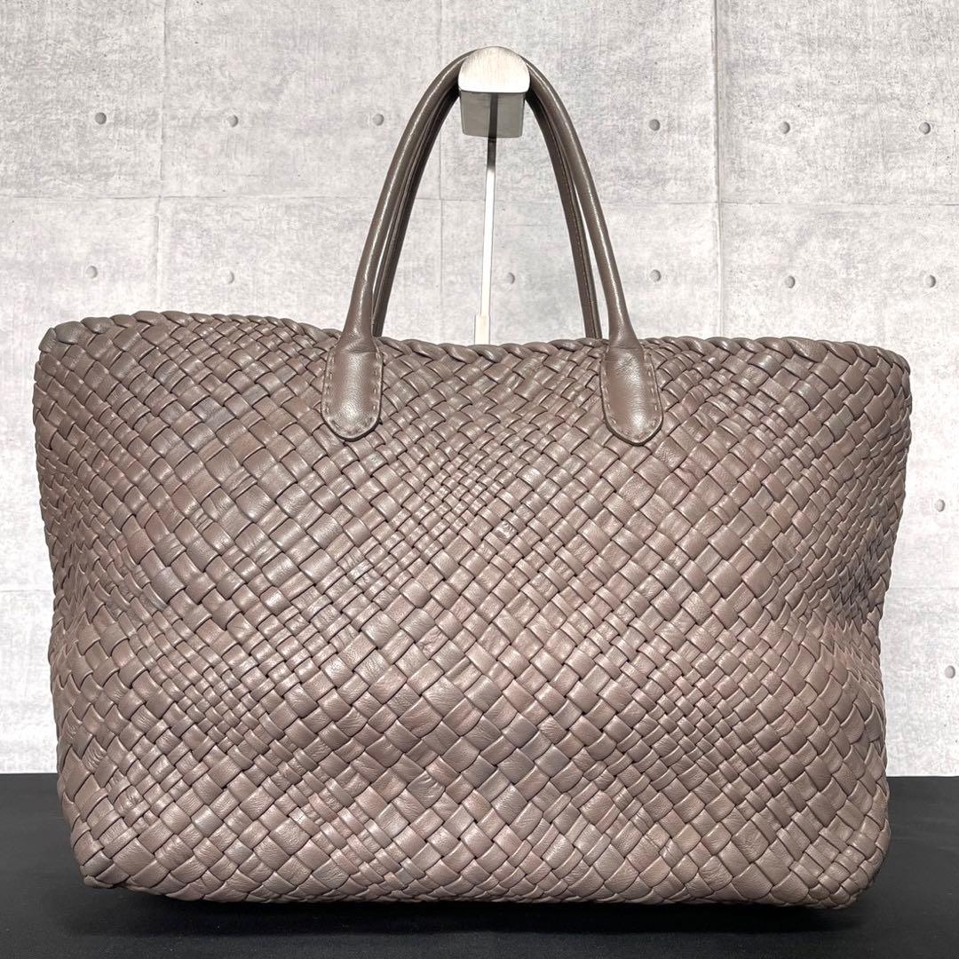 専用品FALORNI イントレチャート トープ レザー ハンドバッグ定19万