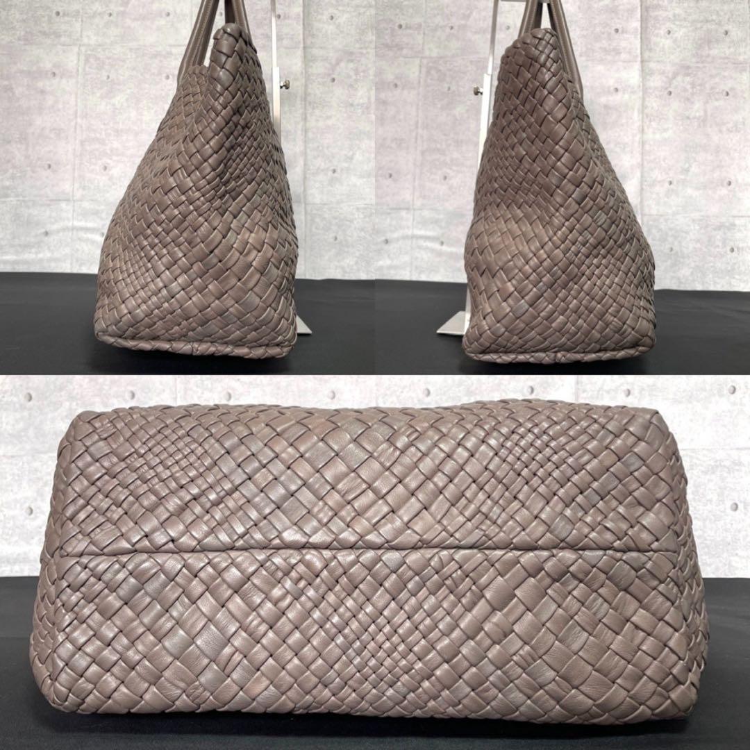 専用品FALORNI イントレチャート トープ レザー ハンドバッグ定19万