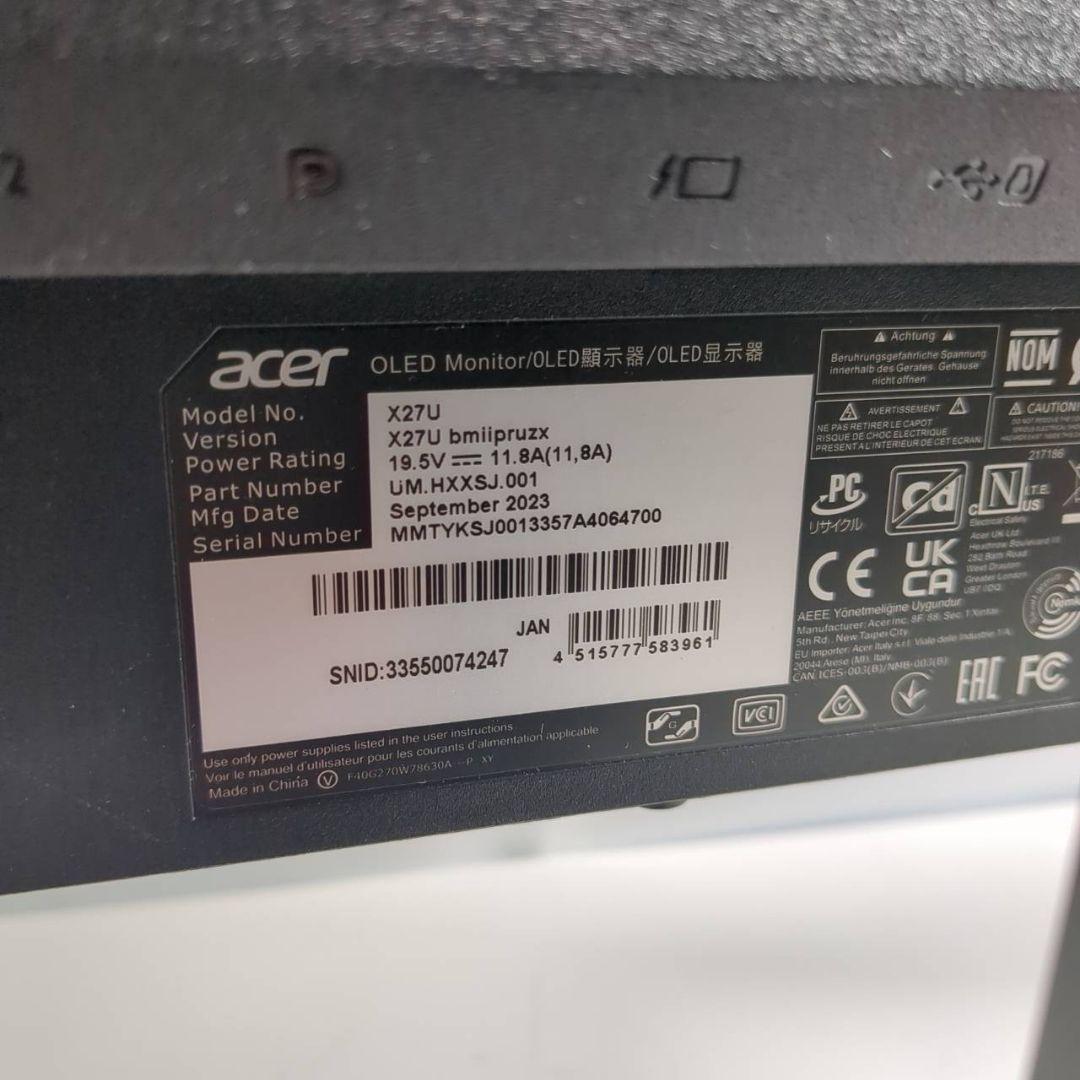 Acer Predator X27U 240Hz 26.5 インチ 有機EL