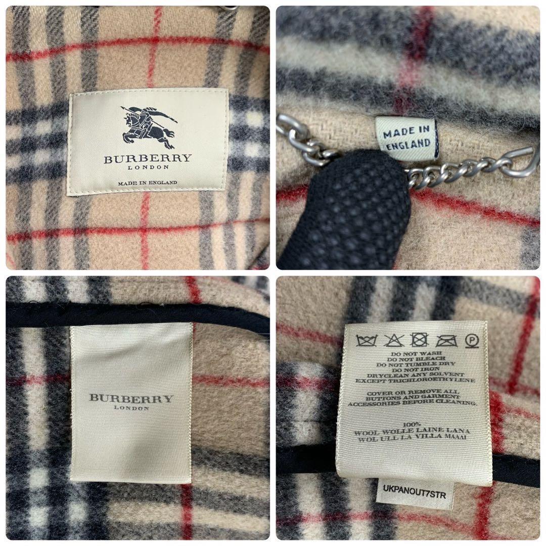 美品 バーバリーロンドン ダッフルコート メルトン ウール ノバチェック 黒