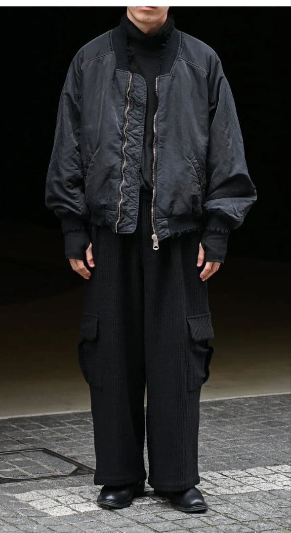 ANCELLM FADED BOMBER JACKET 黒　アンセルム25ss