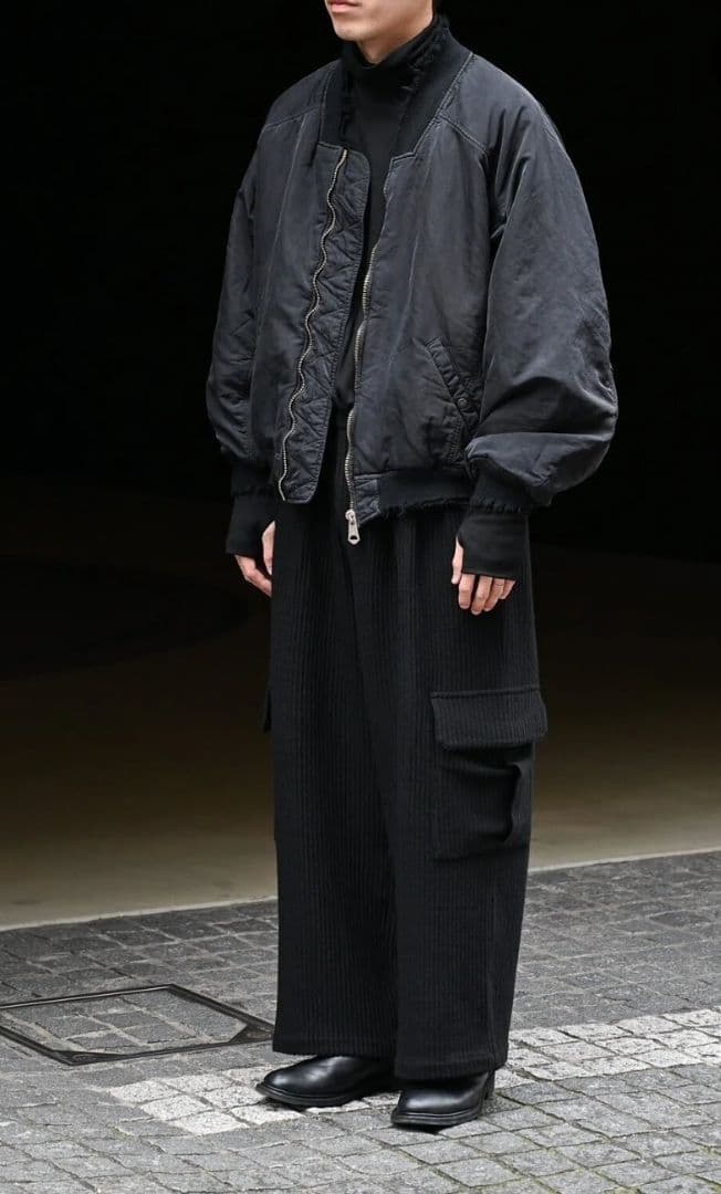 ANCELLM FADED BOMBER JACKET 黒　アンセルム25ss