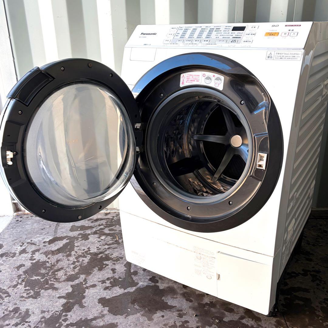 運搬取付無料！ホワイト純正Panasonic9kgドラム式洗濯乾燥機！完動品！
