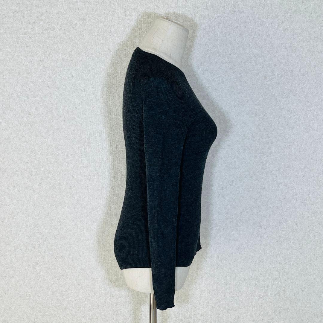 ジルサンダー Vネックリブニット 長袖 M グレー 細リブ ラグジュアリー