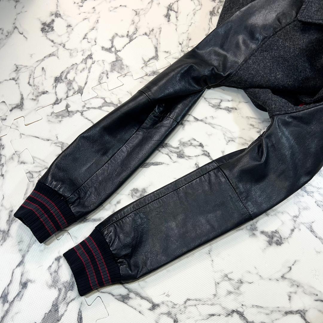 ✨極美品 定価6.8万✨ ラムレザー ●DIESEL スタジャン グレー L