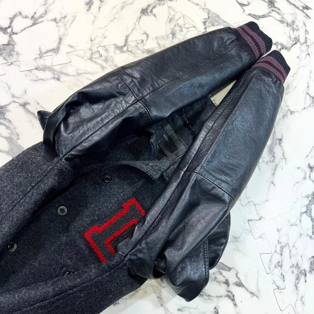 ✨極美品 定価6.8万✨ ラムレザー ●DIESEL スタジャン グレー L