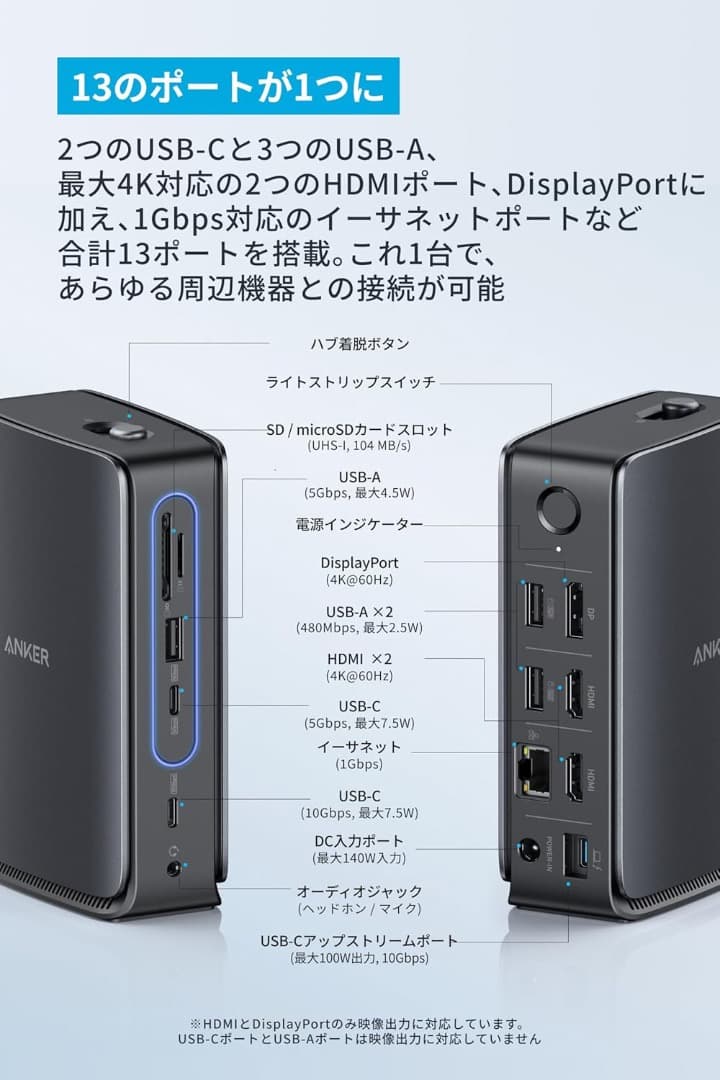 新品　Anker Nano ドッキングステーション (13-in-1, 着脱式)