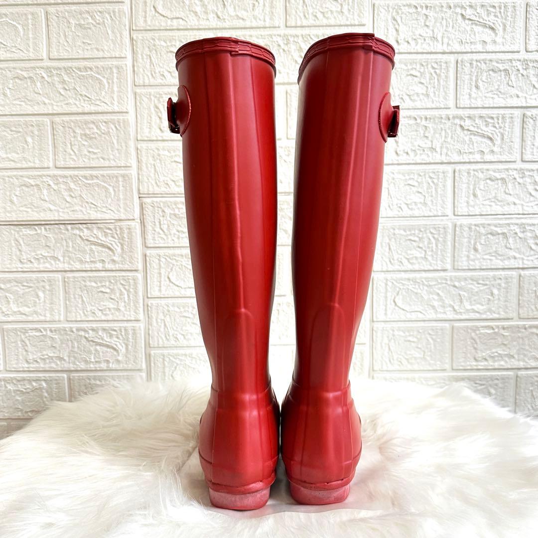 極美品✨HUNTER ハンター レインブーツ ロング 長靴 オリジナルトール 赤