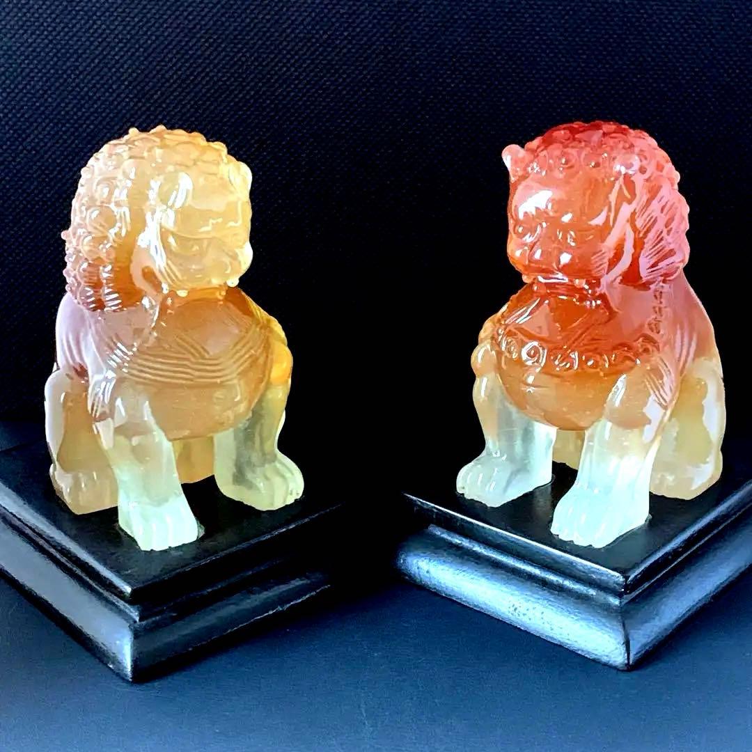 アンティーク　狛犬　台座付属　一対　オブジェ　置物　獅子　骨董　縁起物