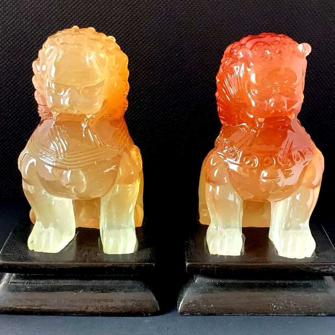 アンティーク　狛犬　台座付属　一対　オブジェ　置物　獅子　骨董　縁起物