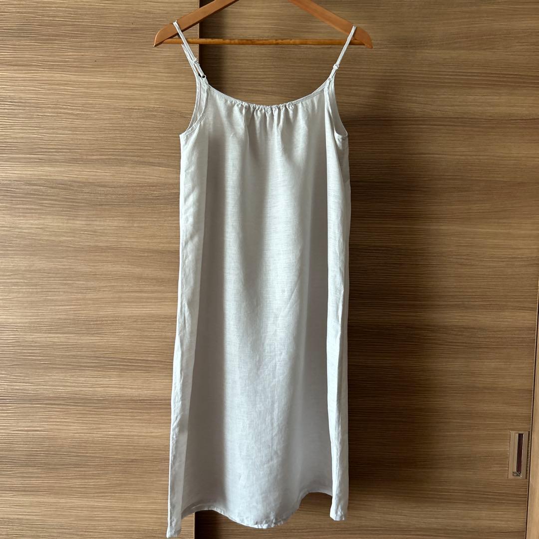 【極美品】ミナペルホネン ライナースリップ ペチドレス 麻 リネン ライトグレー