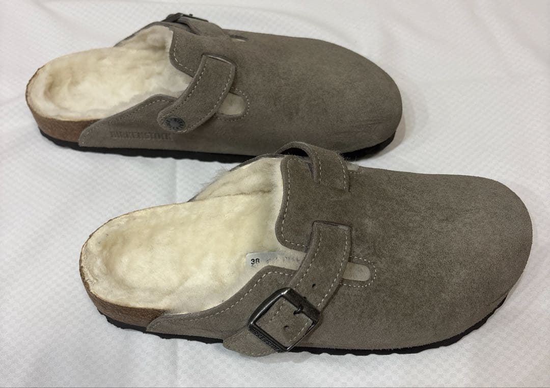 birkenstock グレー　スエード　ファー