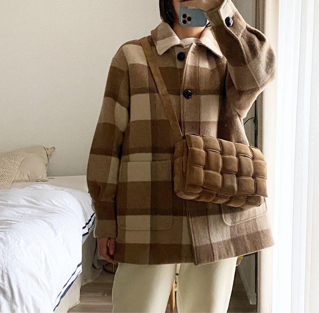 WOOLチェックMIDIUMコート