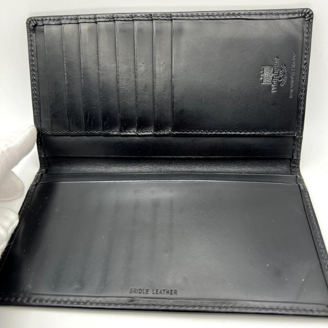 ホワイトハウスコックス☆メンズフラップ長札 ブライドルレザー本革 黒 イギリス製
