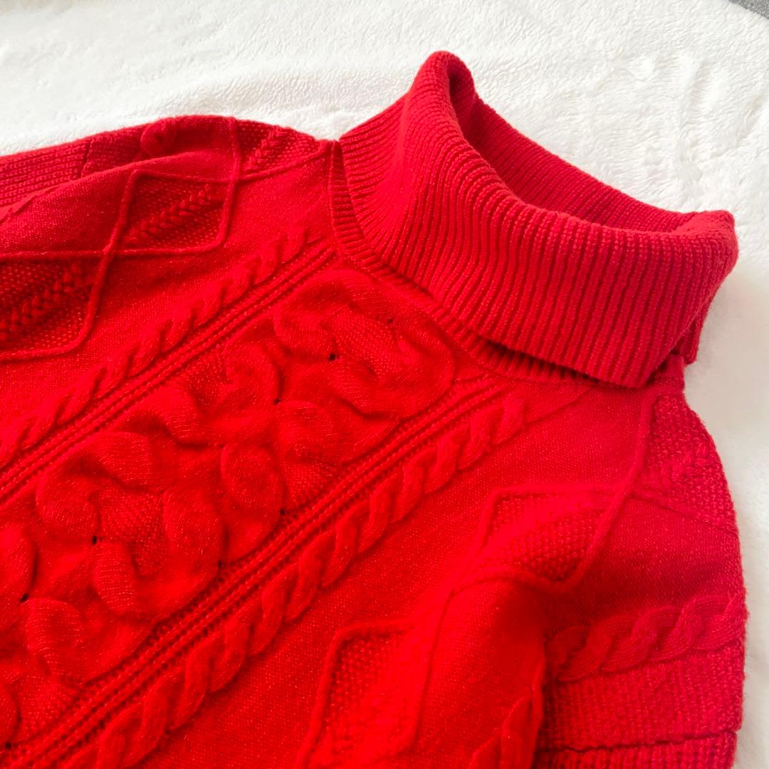 グレースコンチネンタル ウール100% ニット ハイネック 赤