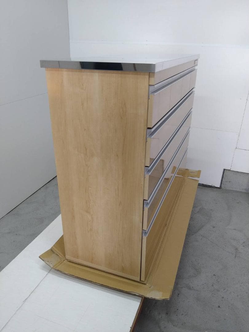 ◎6119 ステンレス天板頑丈ハイカウンター幅120木目