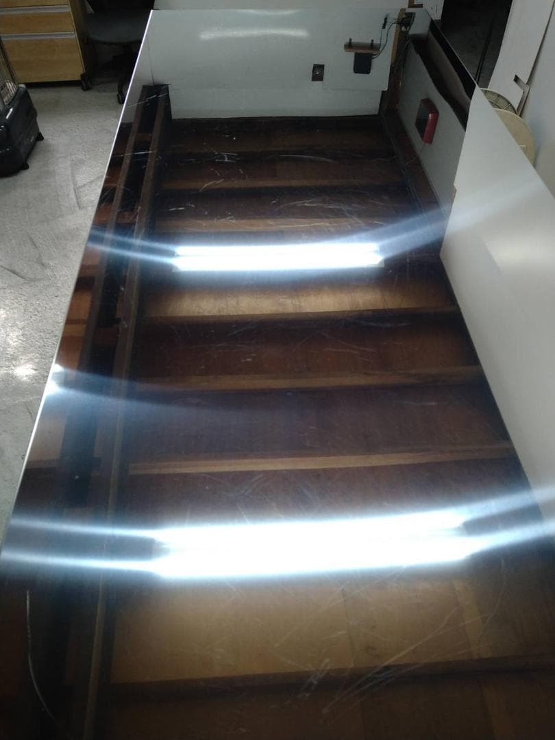 ◎6119 ステンレス天板頑丈ハイカウンター幅120木目