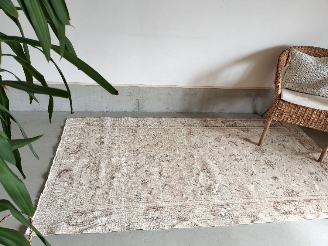 【ココ】大きめ/ピーチピンクとベージュのニュートラルラグNo.721