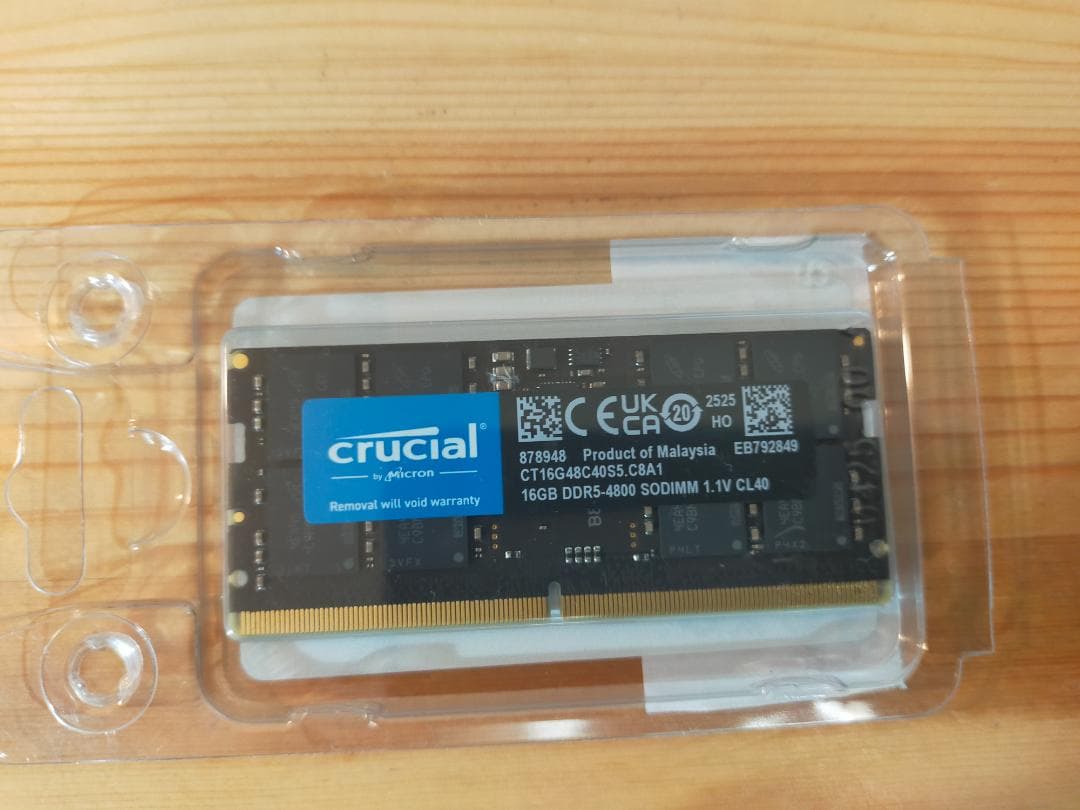 F*T様 Crucial 増設メモリ 16GBx1枚 DDR5 4800 SOD