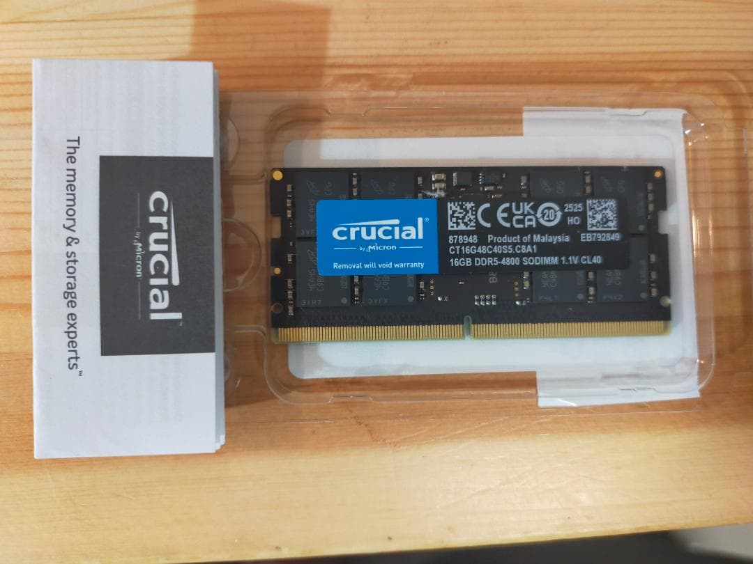 F*T様 Crucial 増設メモリ 16GBx1枚 DDR5 4800 SOD