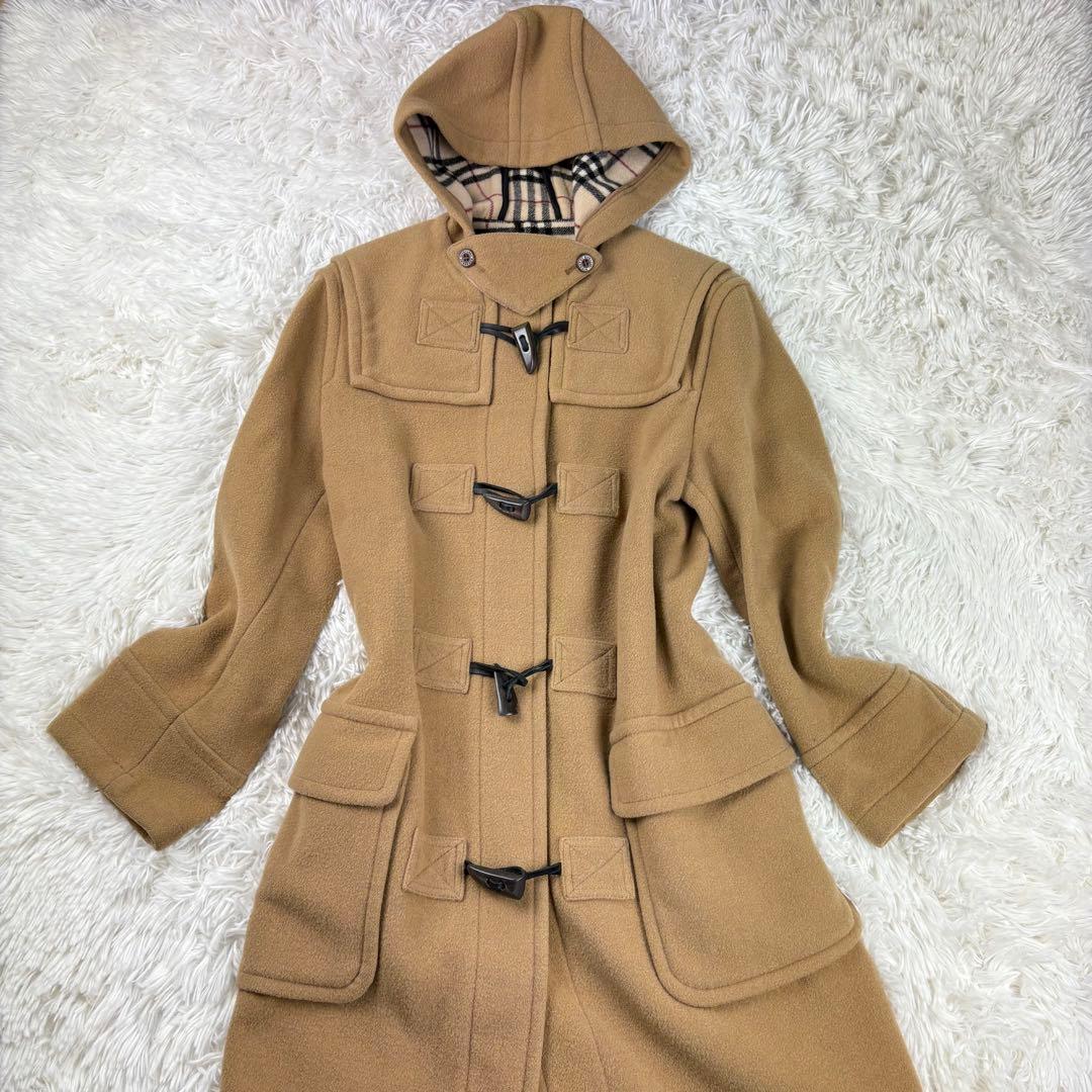 【美品】バーバリーブルーレーベル　ダッフルコート　ノバチェック　ベージュ　38M