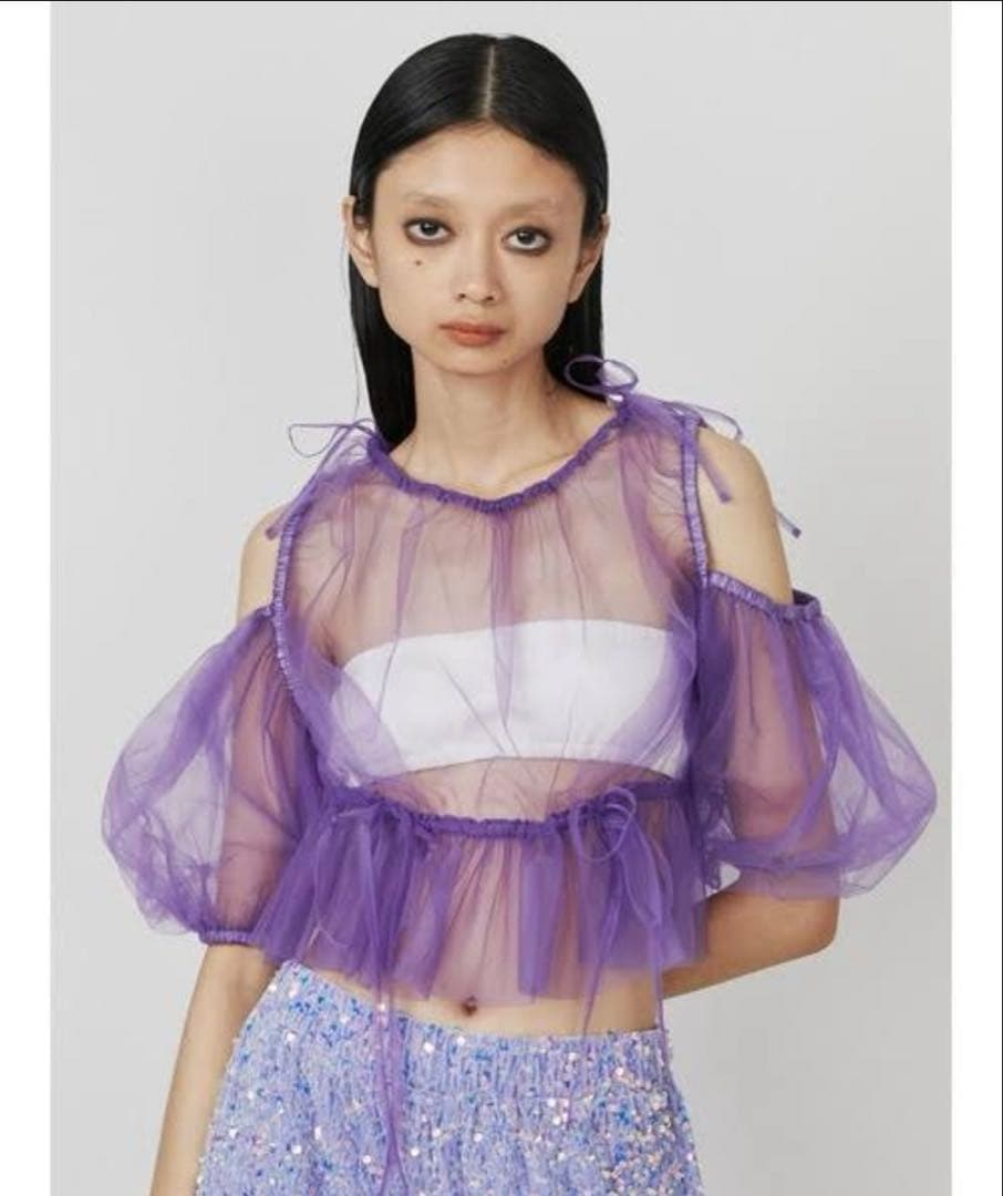 PAMEO POSE Harpy Topシースルー シアートップス パープル