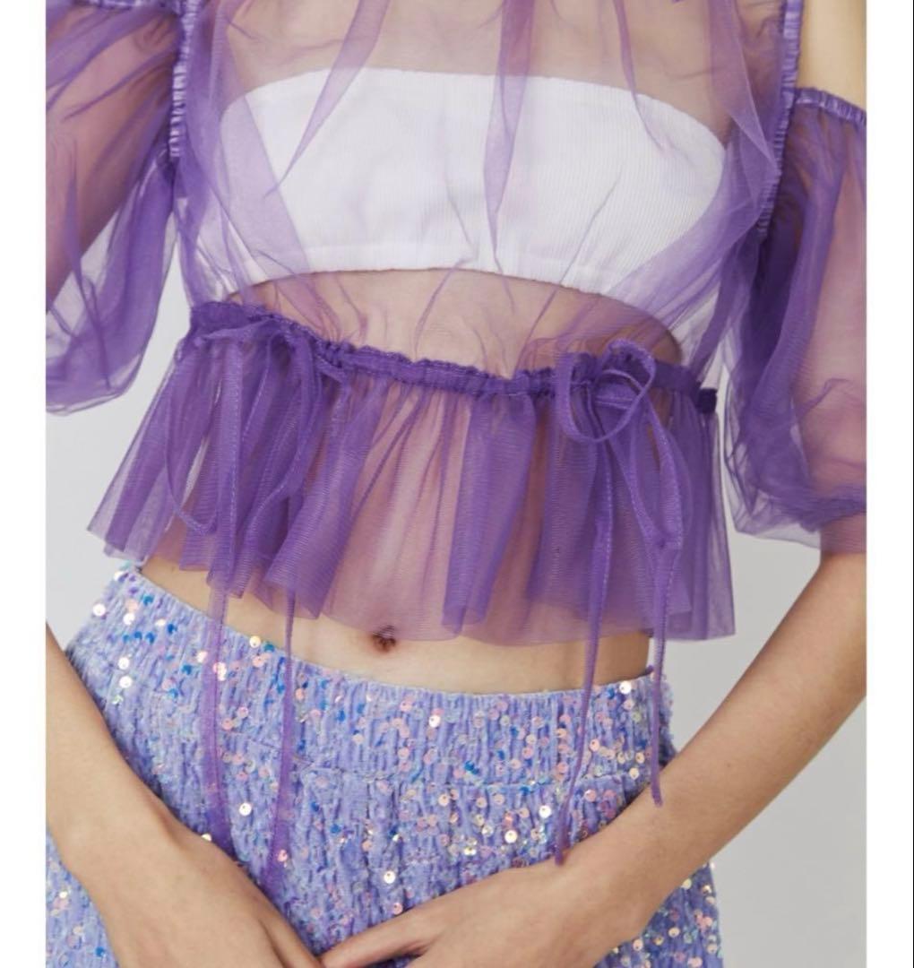 PAMEO POSE Harpy Topシースルー シアートップス パープル