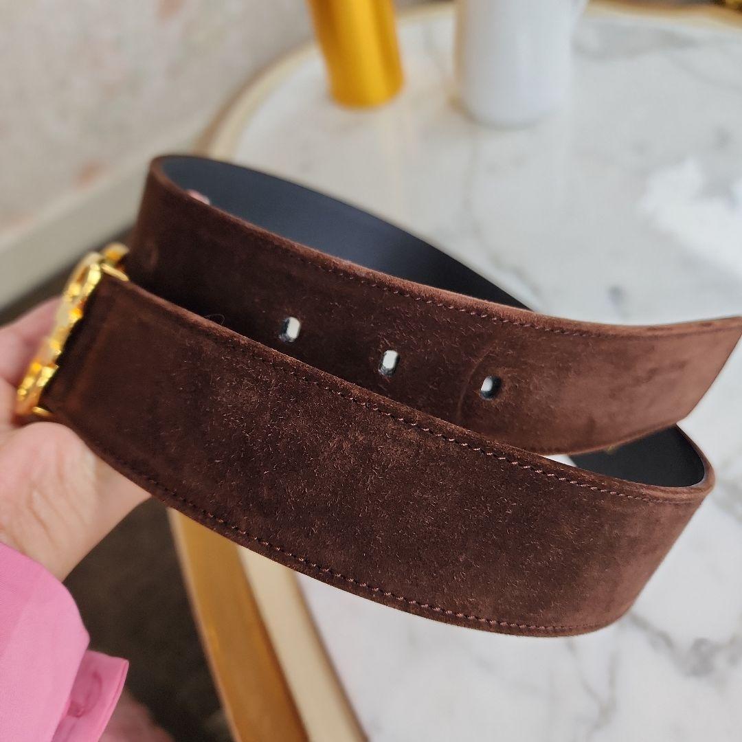 Salvatore FERRAGAMO スエード ベルト ゴールドバックル