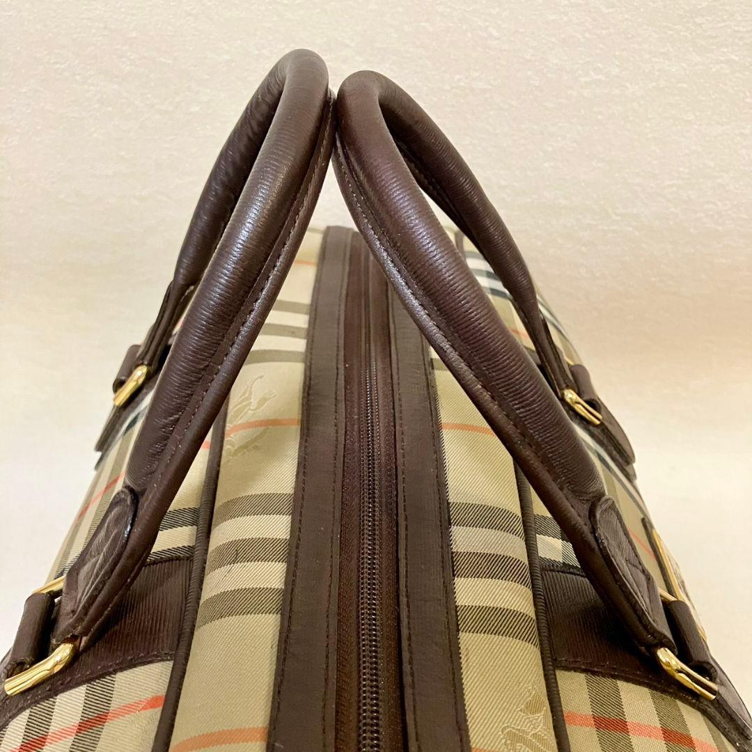 美品 バーバリー ボストンバッグ レザー キャンバス シャドーホース