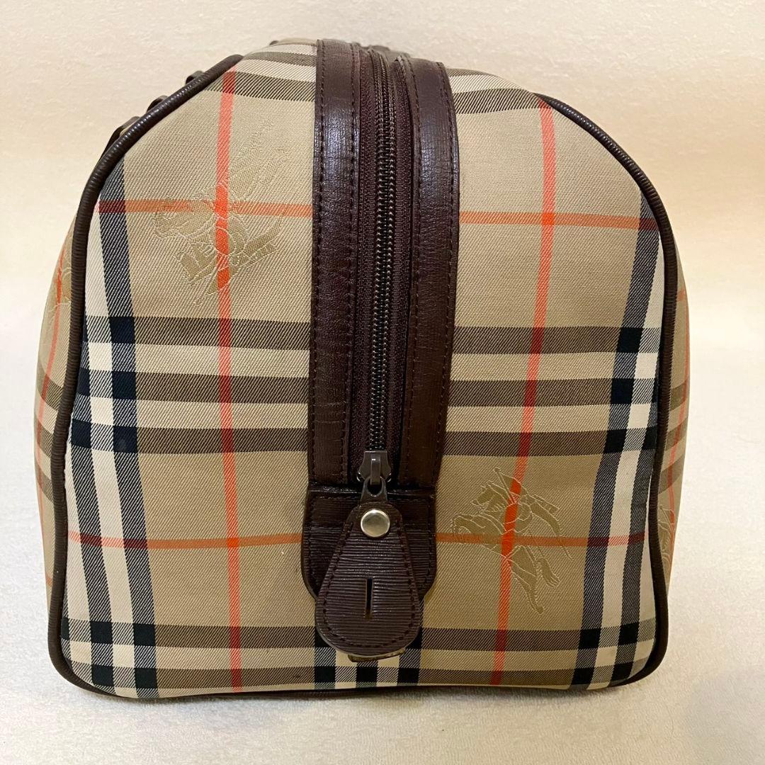 美品 バーバリー ボストンバッグ レザー キャンバス シャドーホース