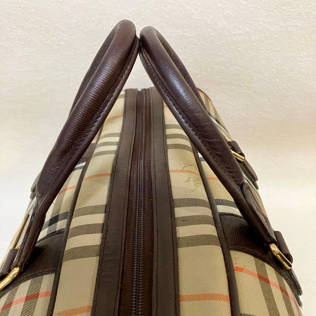 美品 バーバリー ボストンバッグ レザー キャンバス シャドーホース